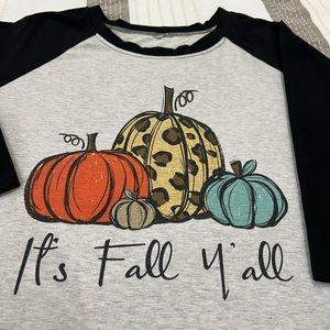 Sassy Fall Y’all 3/4 sleeve raglan top